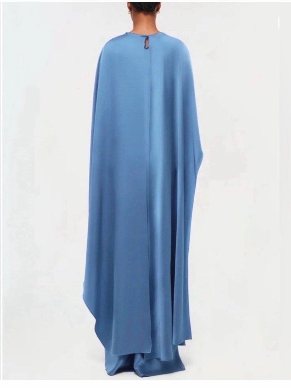 SIMKHAI IZEL GOWN One-Shoulder baby blue Maxi Dress with Draped Cape - Picture 4 of 8